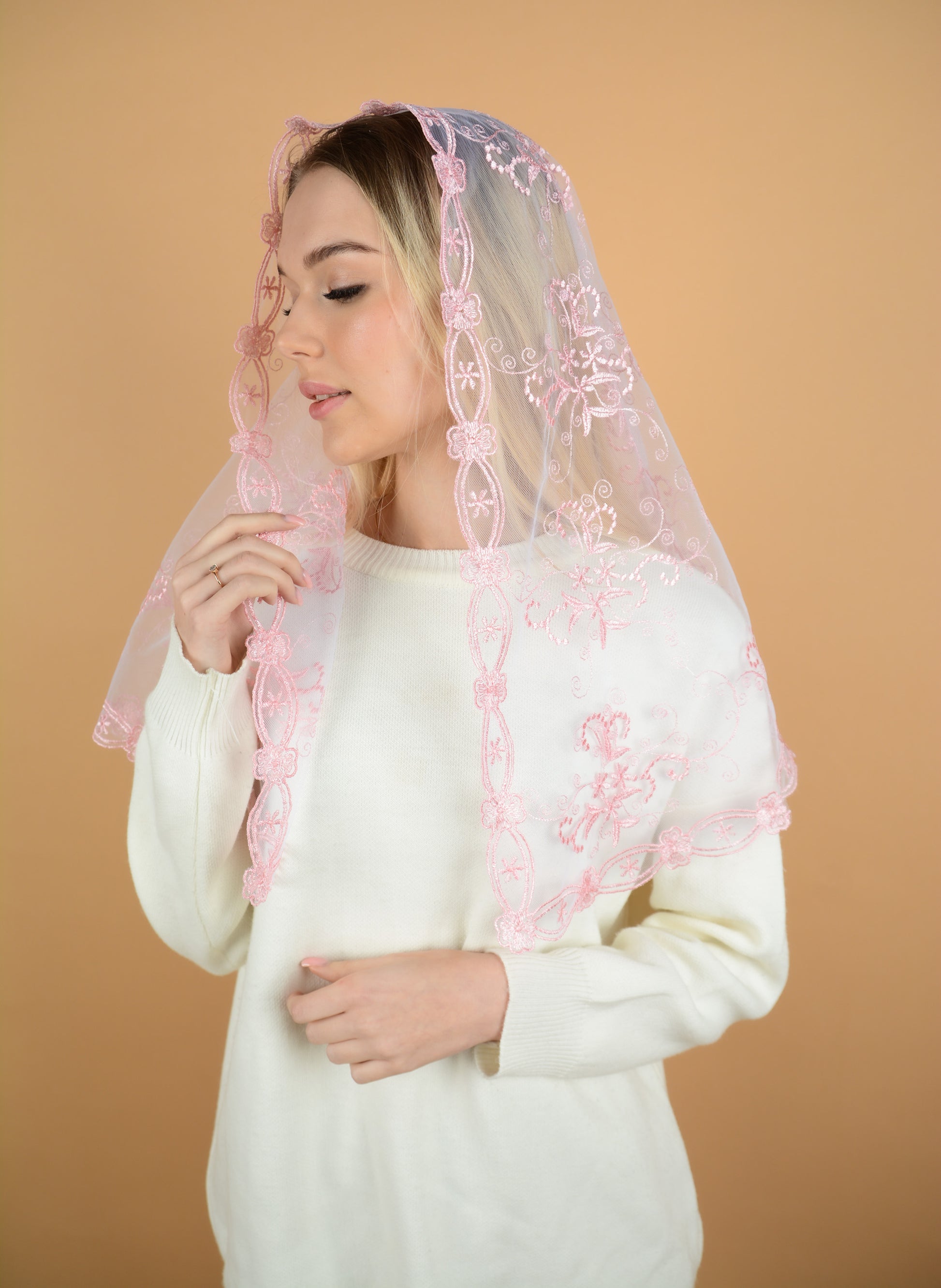 NEW!! Pink Floral Veil - MariaVeils