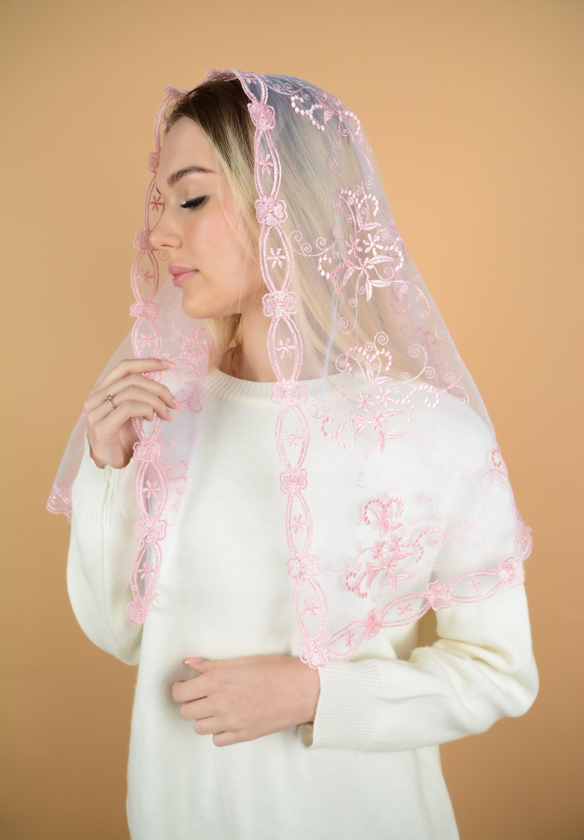 NEW!! Pink Floral Veil - MariaVeils