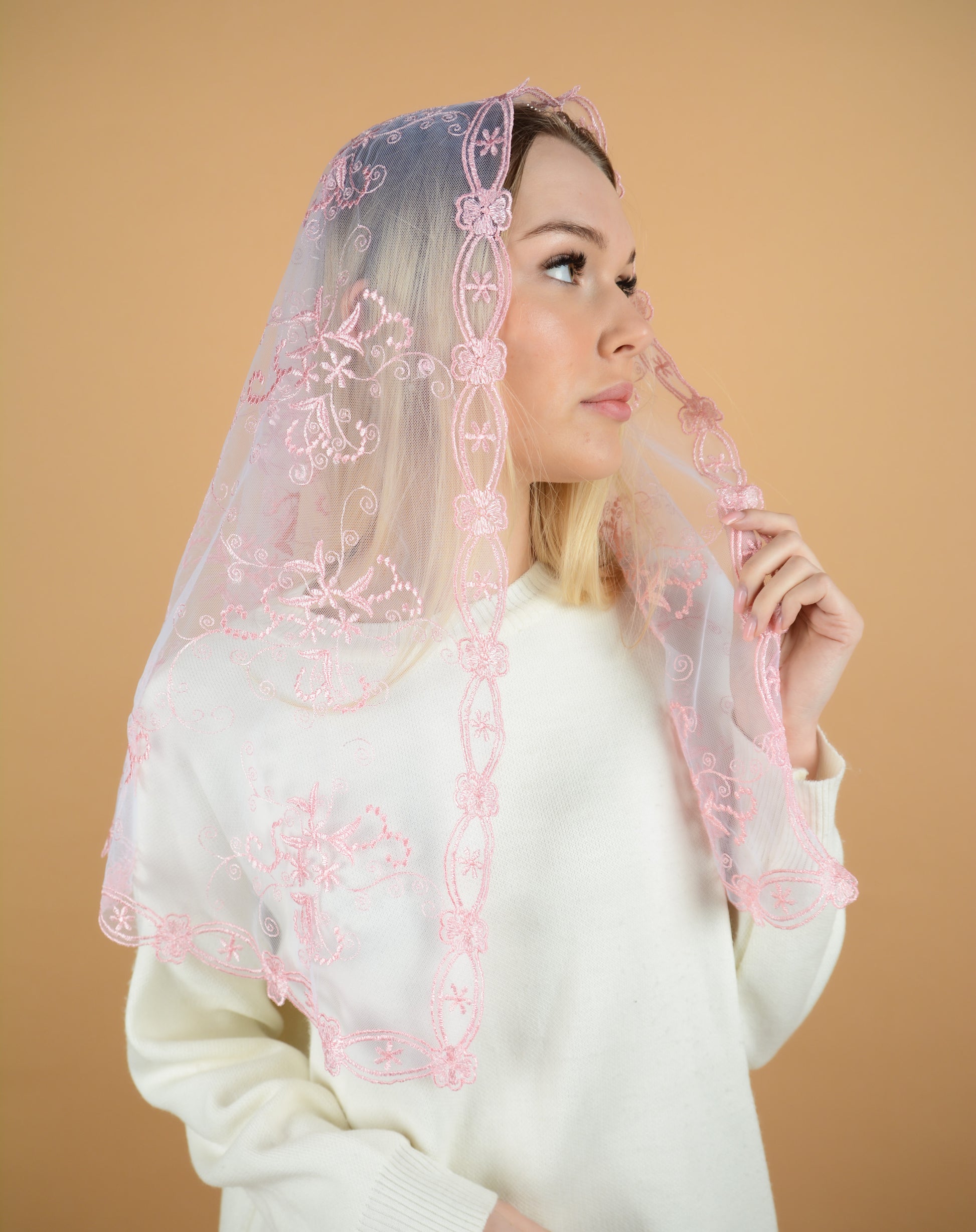 NEW!! Pink Floral Veil - MariaVeils