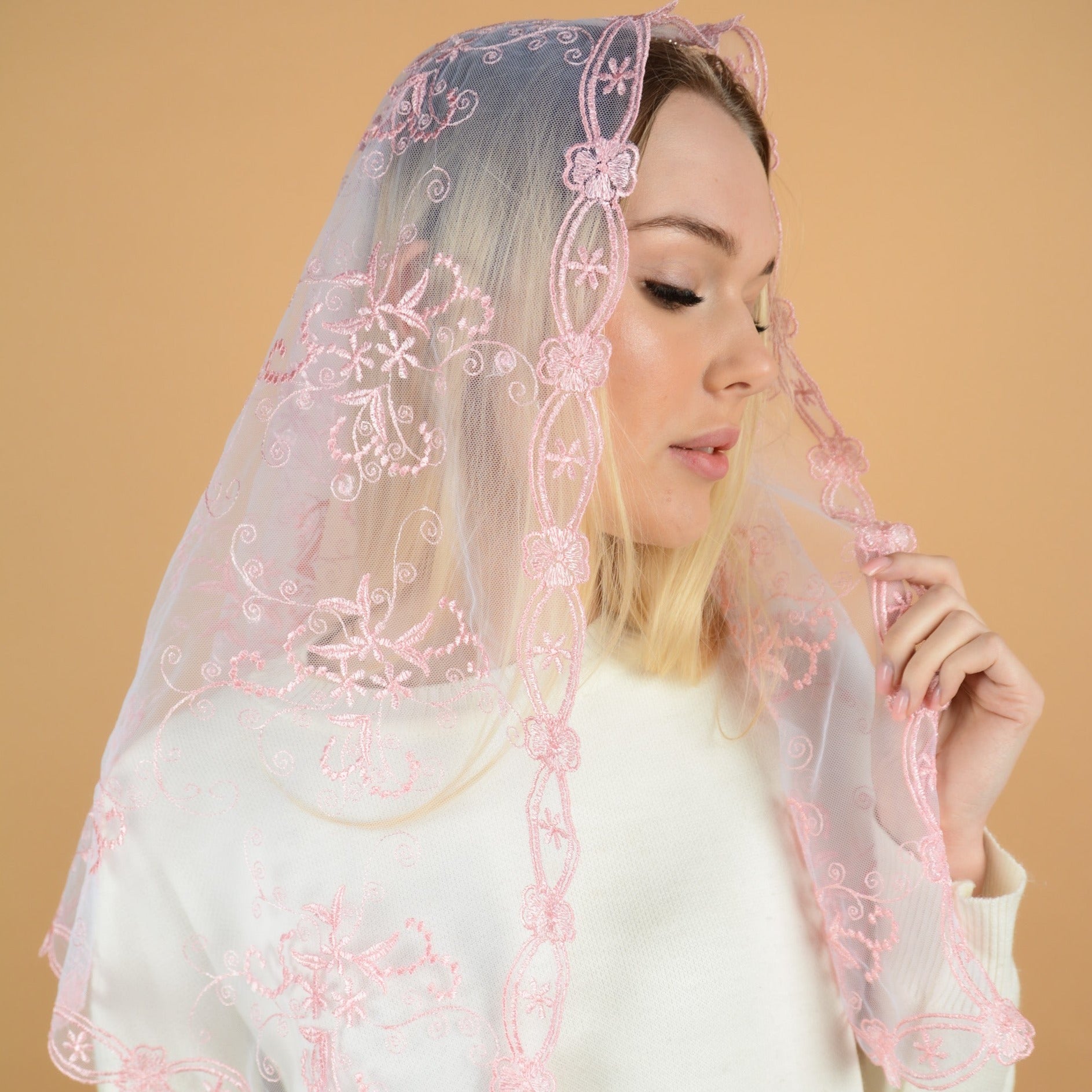 NEW!! Pink Floral Veil - MariaVeils