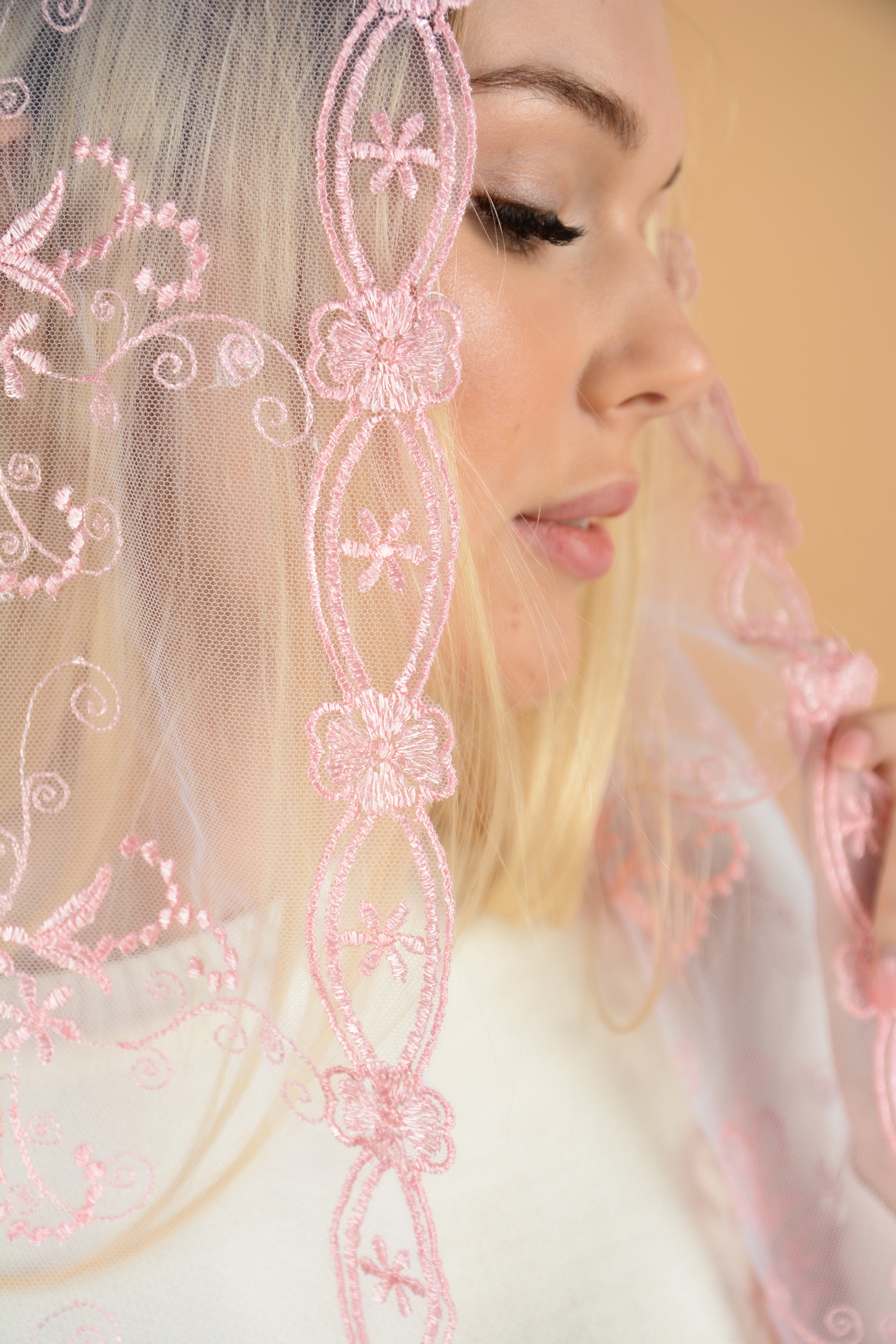 NEW!! Pink Floral Veil - MariaVeils
