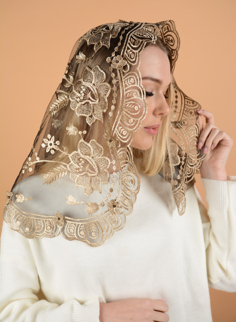 Short 3D Gold Veil - MariaVeils
