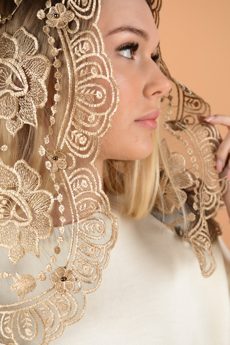 Short 3D Gold Veil - MariaVeils