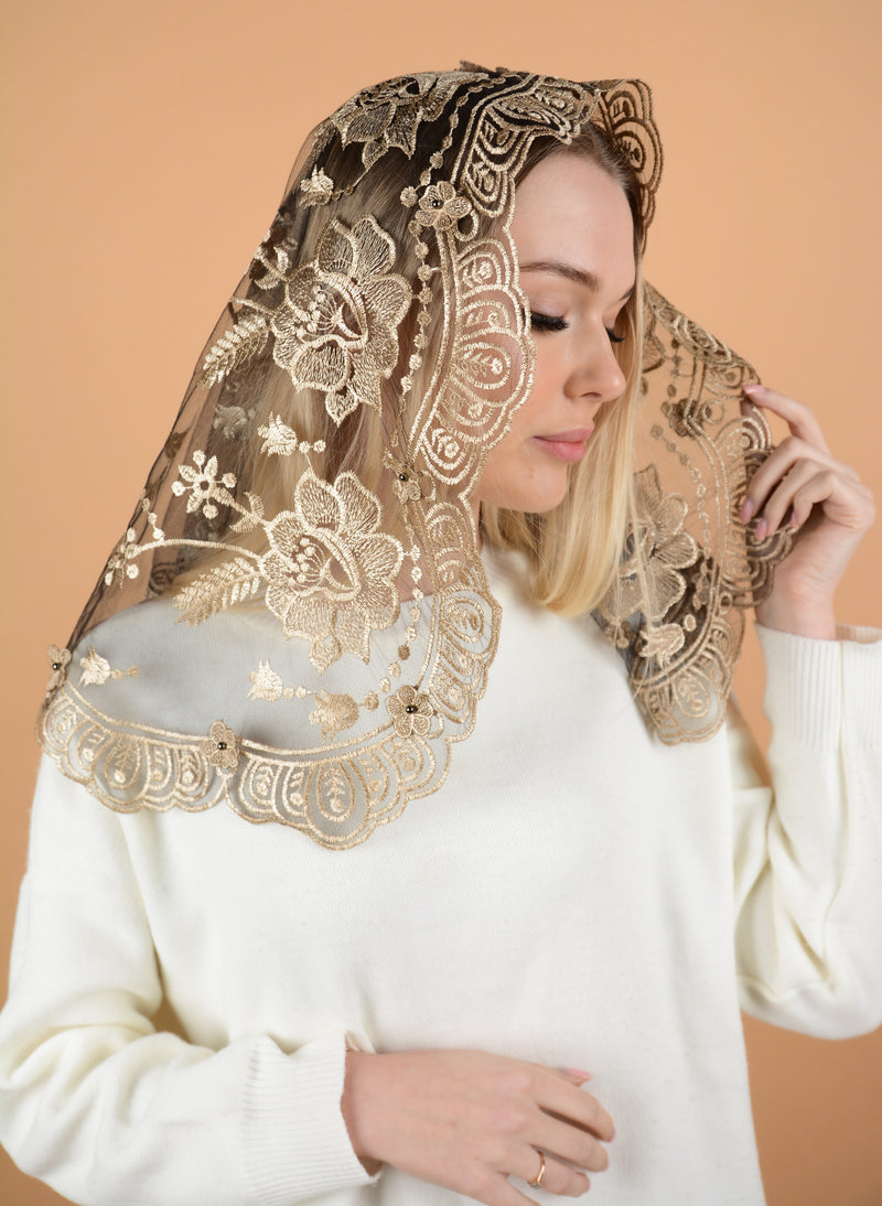 Short 3D Gold Veil - MariaVeils