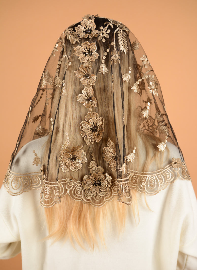 Short 3D Gold Veil - MariaVeils