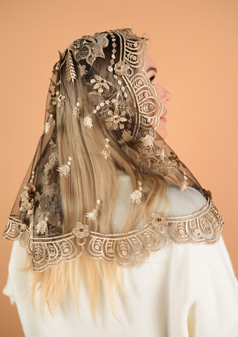 Short 3D Gold Veil - MariaVeils