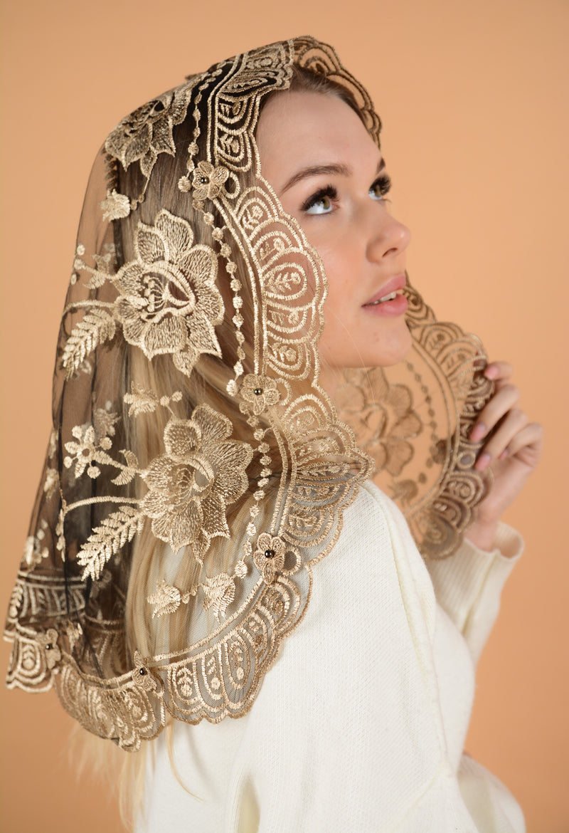 Short 3D Gold Veil - MariaVeils