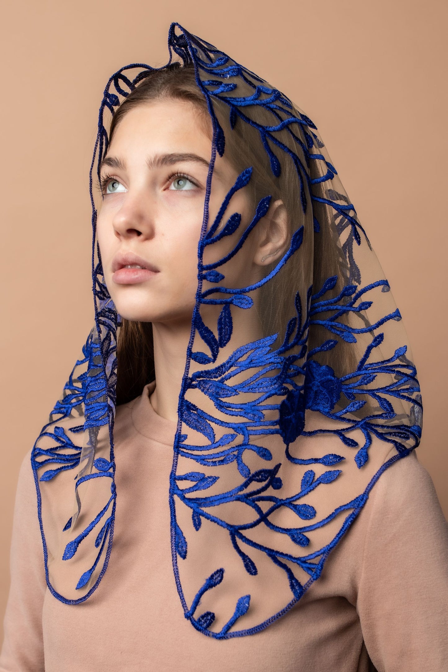 NEW! Blue floral veil - MariaVeils