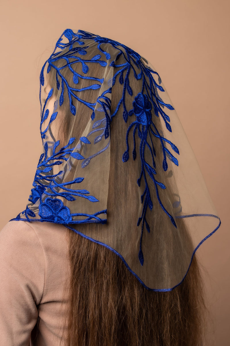NEW! Blue floral veil - MariaVeils