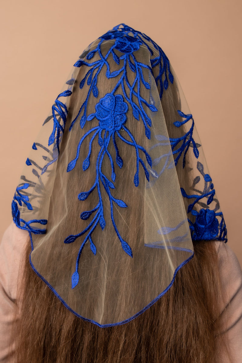 NEW! Blue floral veil - MariaVeils
