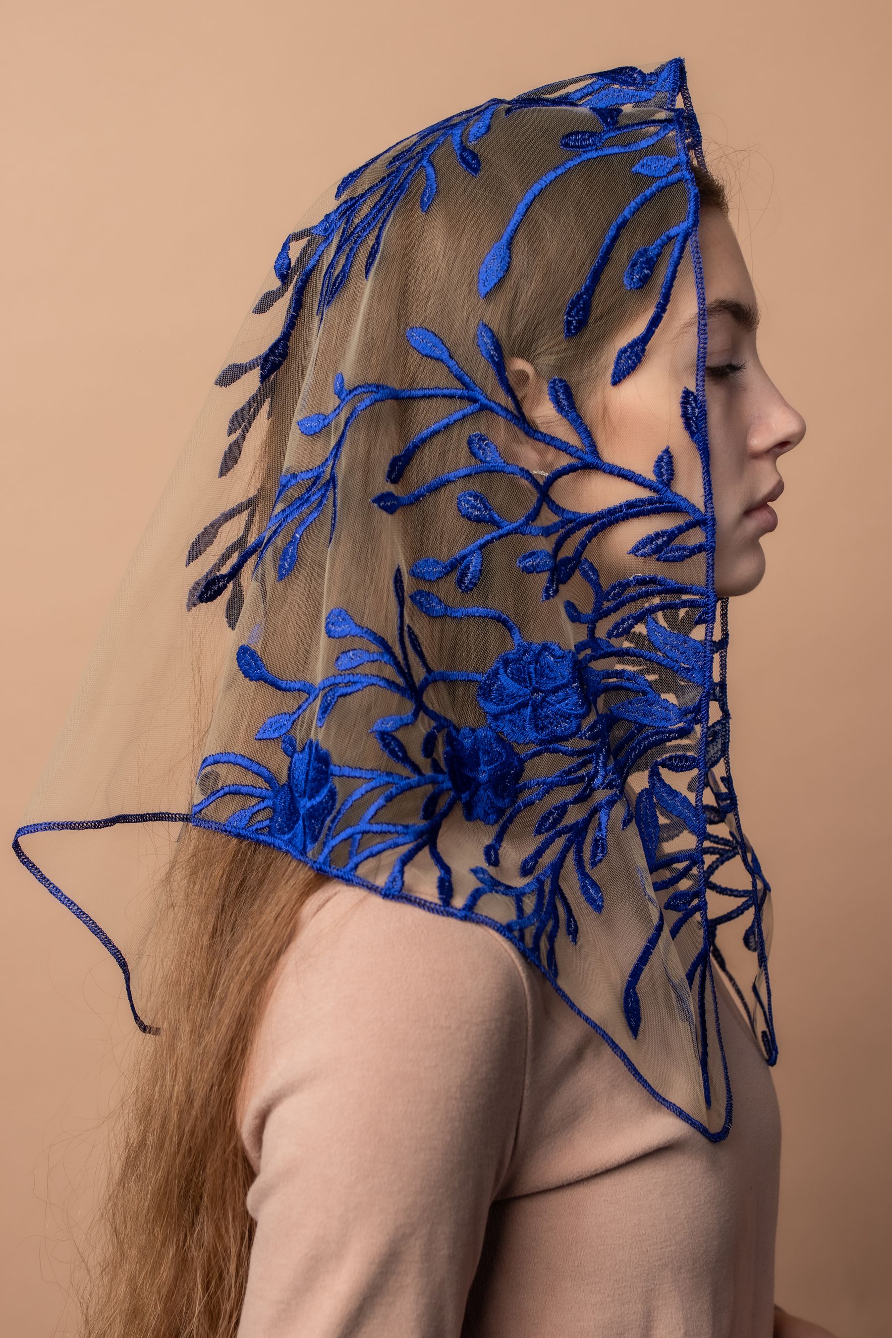 NEW! Blue floral veil - MariaVeils