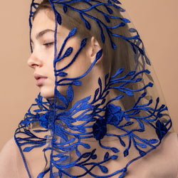 NEW! Blue floral veil - MariaVeils