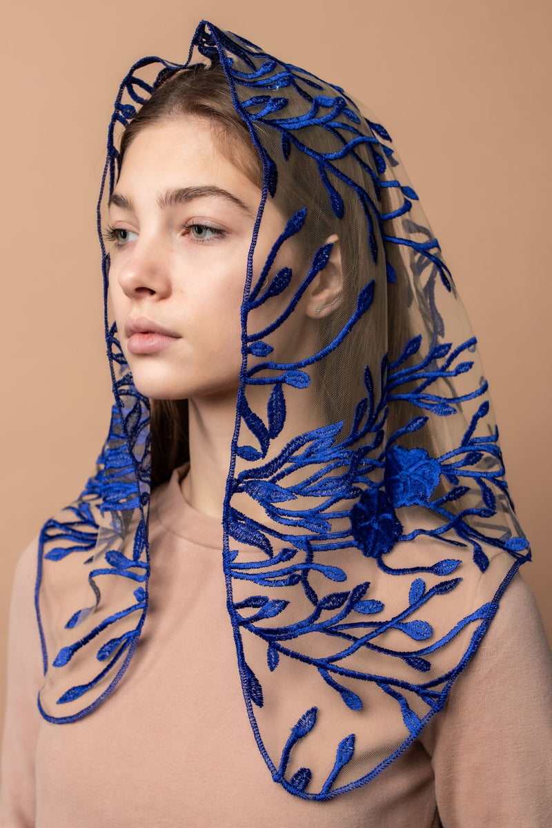 NEW! Blue floral veil - MariaVeils