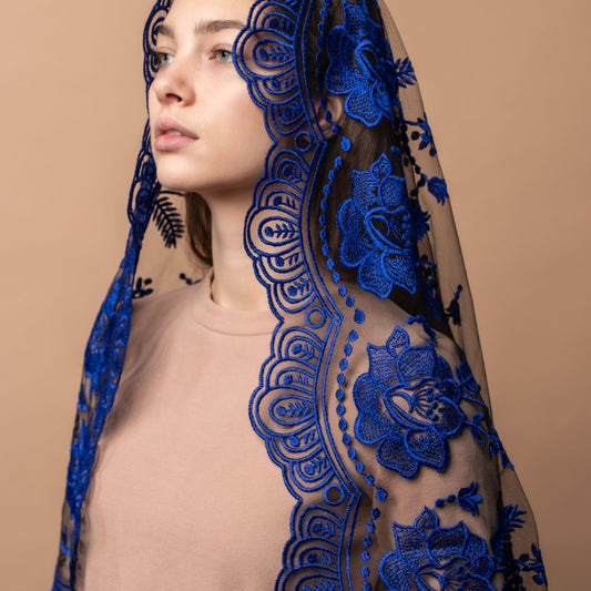 Blue Chapel Veil Mantilla - MariaVeils