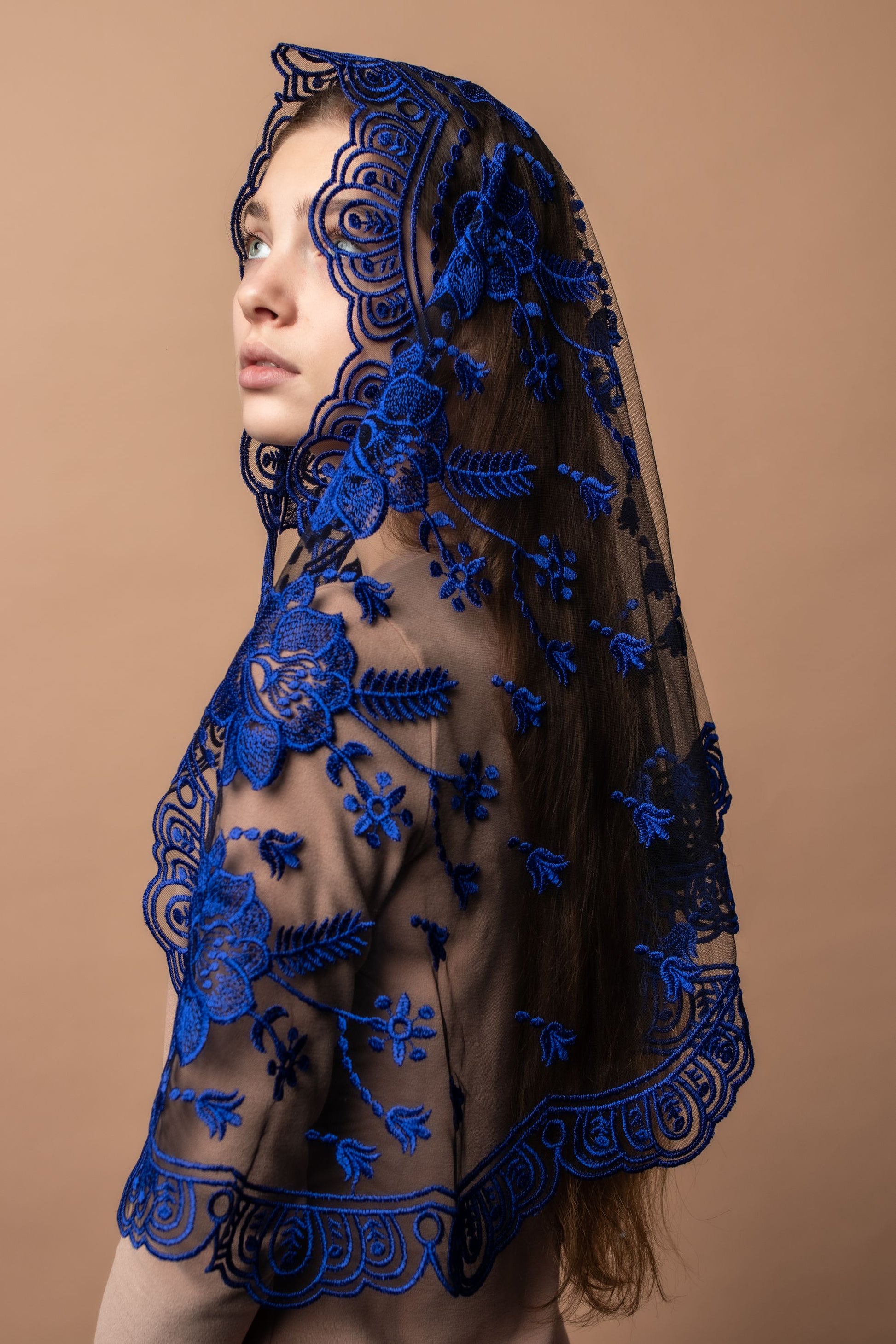 Blue Chapel Veil Mantilla - MariaVeils