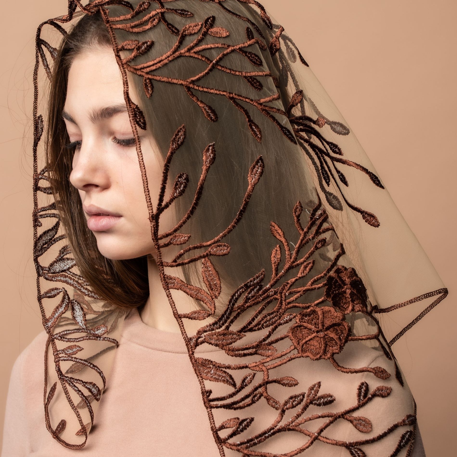 NEW! Brown floral veil - MariaVeils