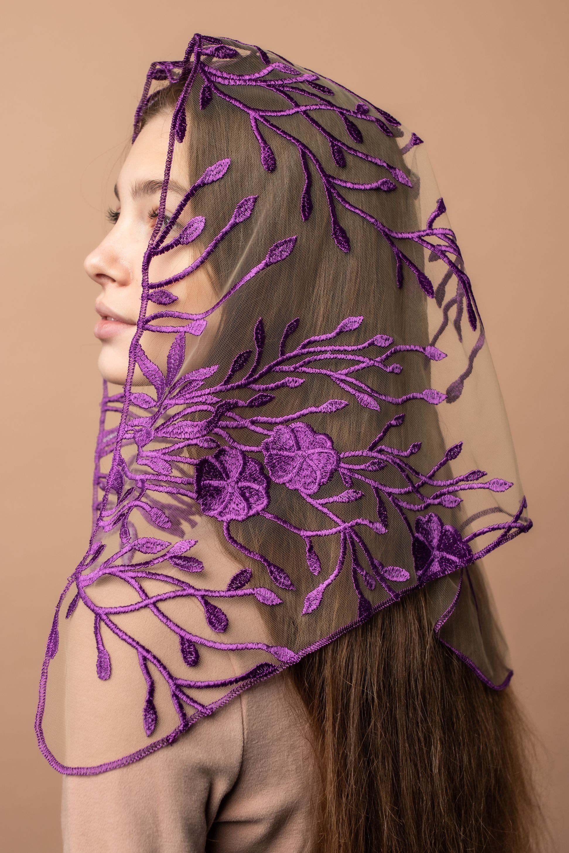 NEW! Purple floral veil - MariaVeils
