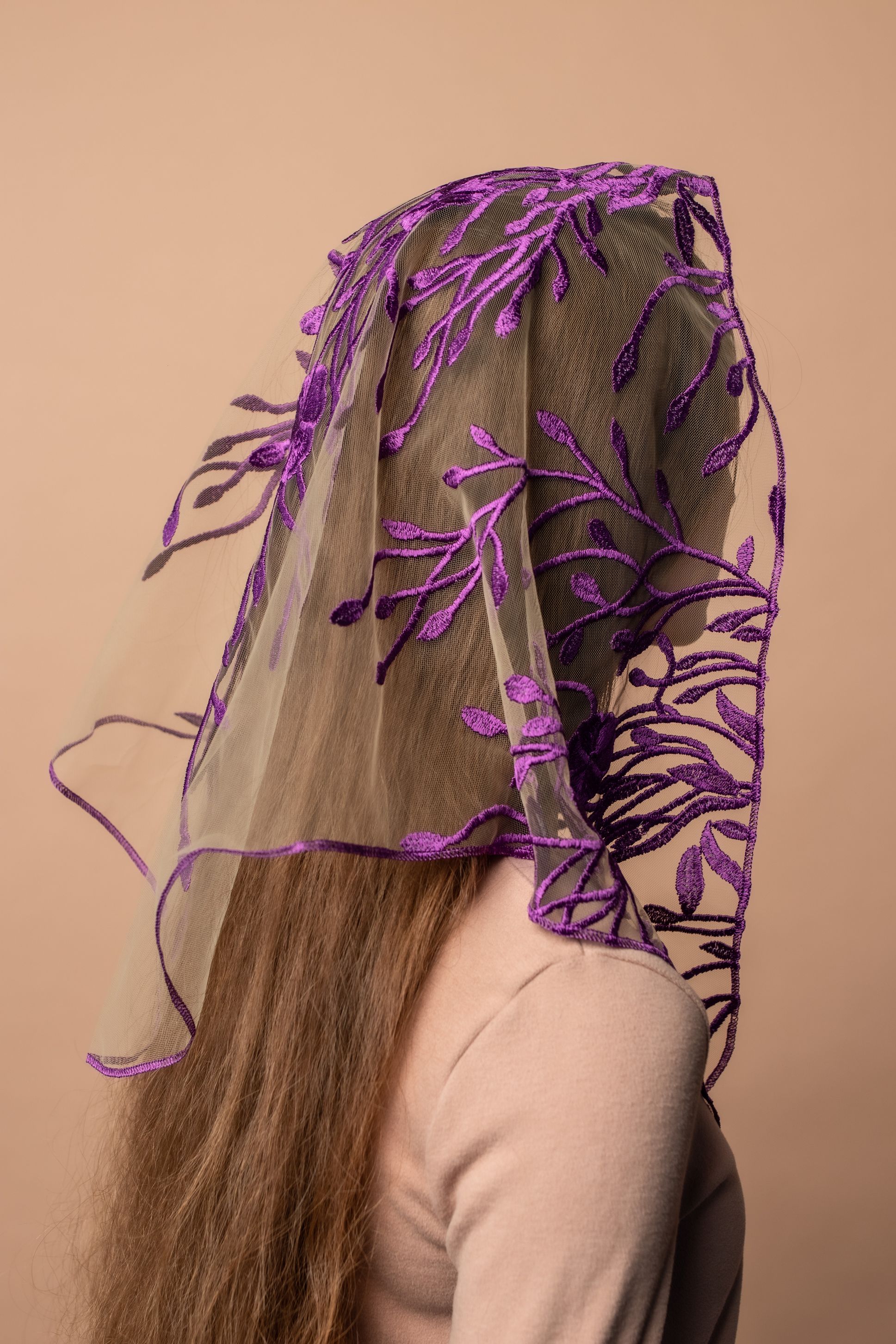 NEW! Purple floral veil - MariaVeils