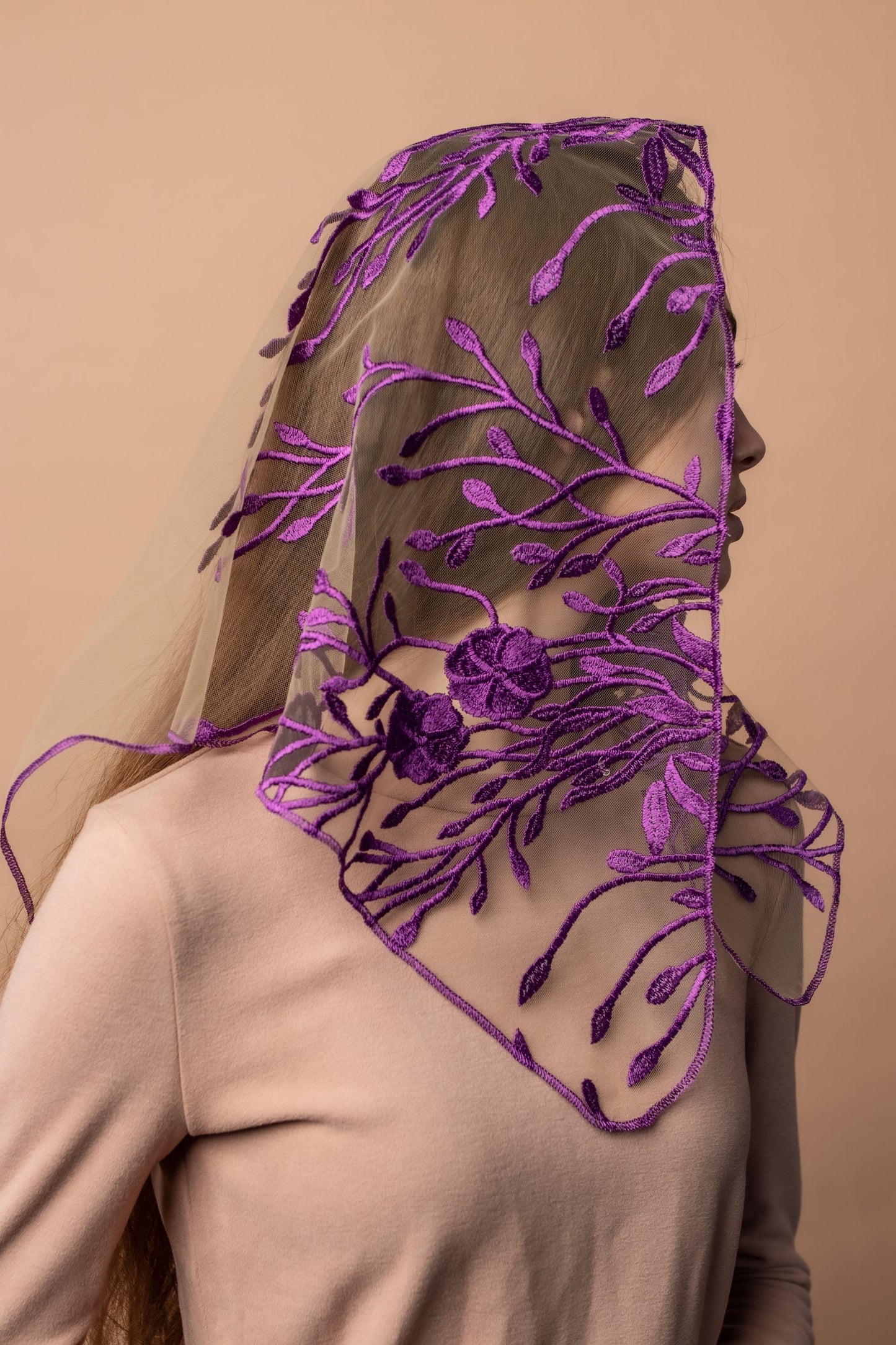 NEW! Purple floral veil - MariaVeils