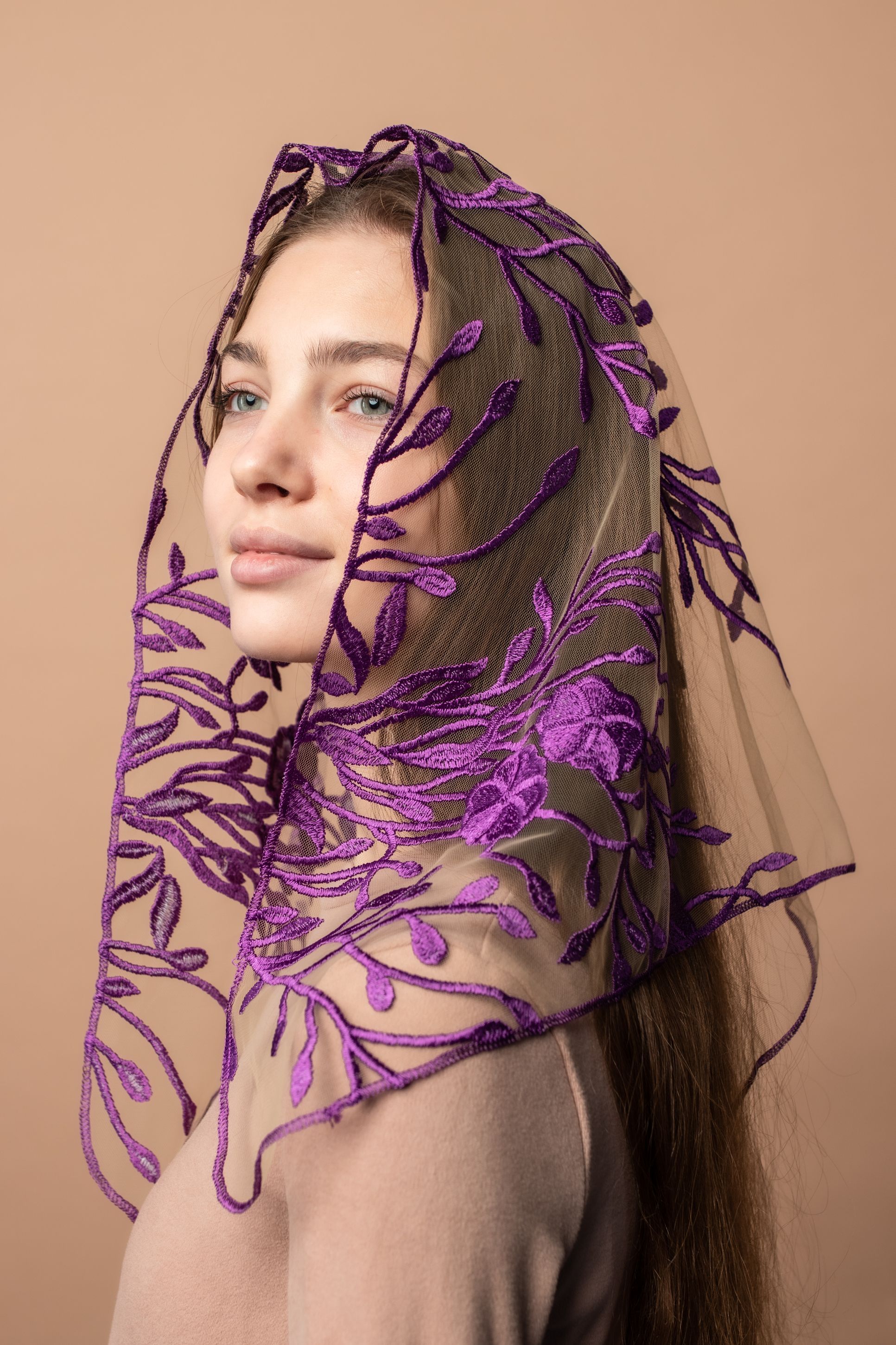 NEW! Purple floral veil - MariaVeils