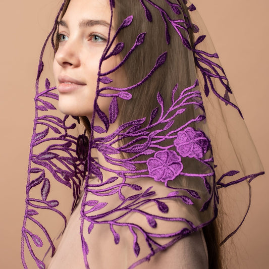 NEW! Purple floral veil - MariaVeils