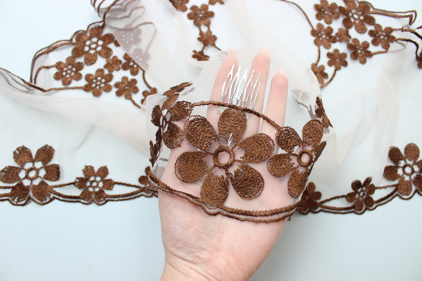 NEW COLOR Bestseller! Brown lace veil - MariaVeils