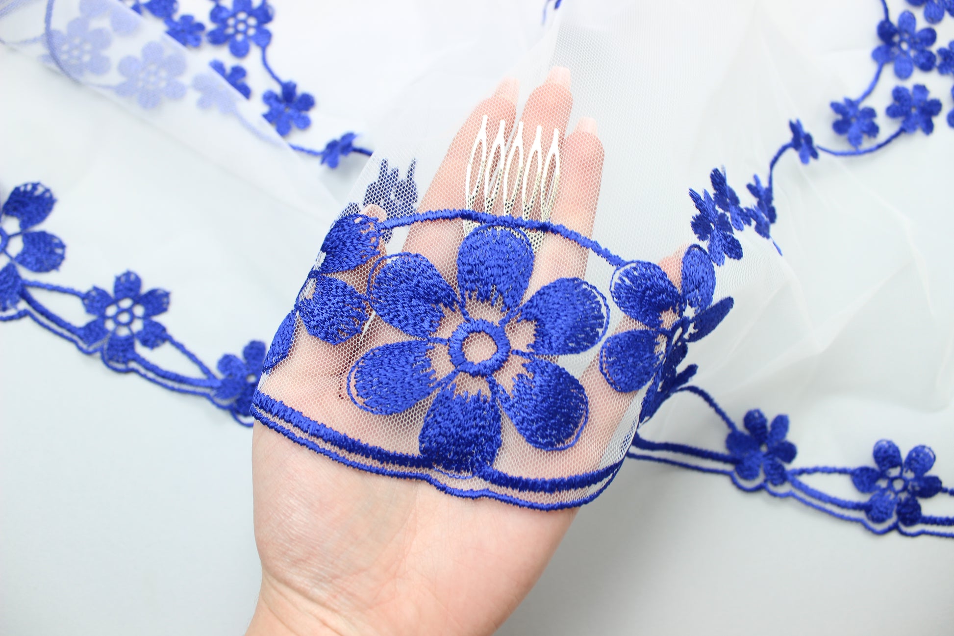 NEW COLOR Bestseller! Blue lace veil - MariaVeils