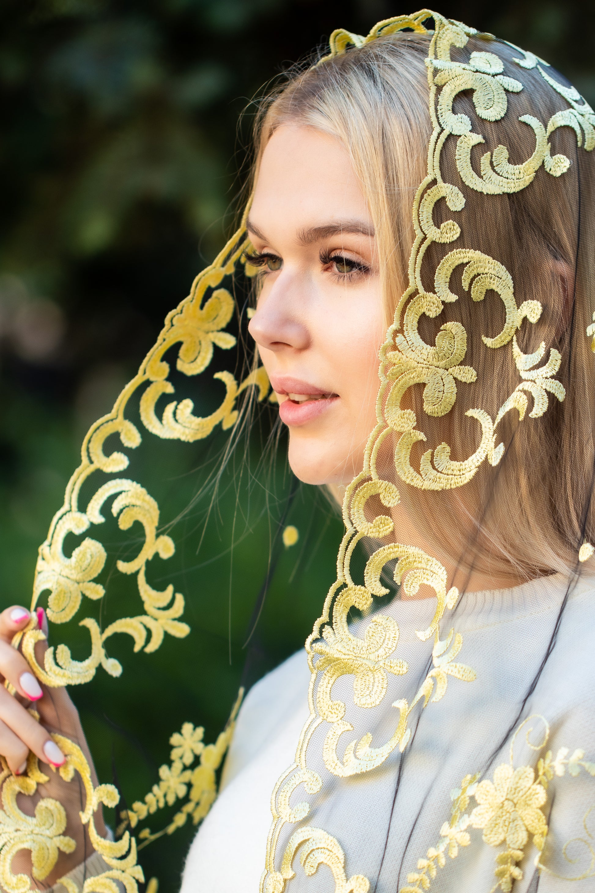 NEW!! Yellow Floral Veil - MariaVeils