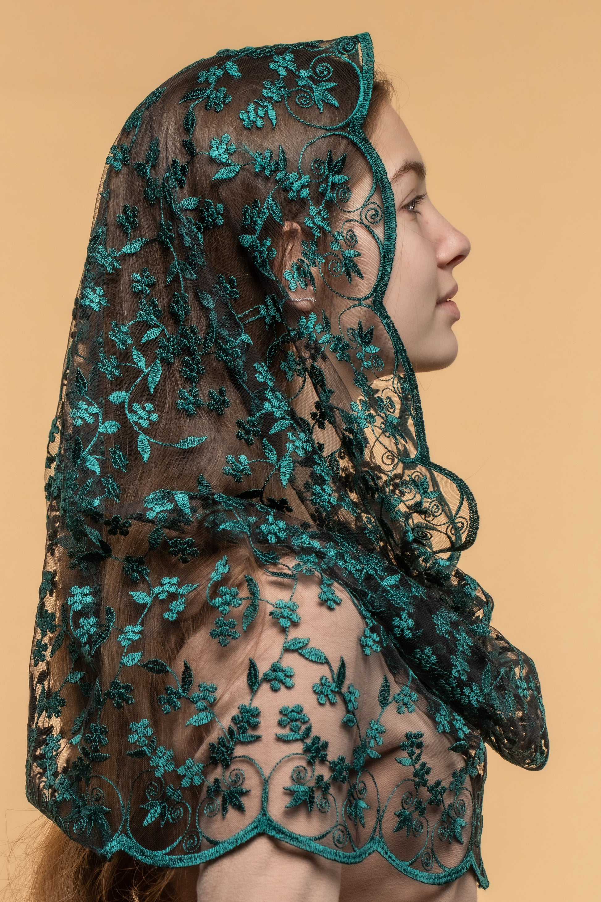 NEW!! Infinity chapel veil with floral design - MariaVeils
