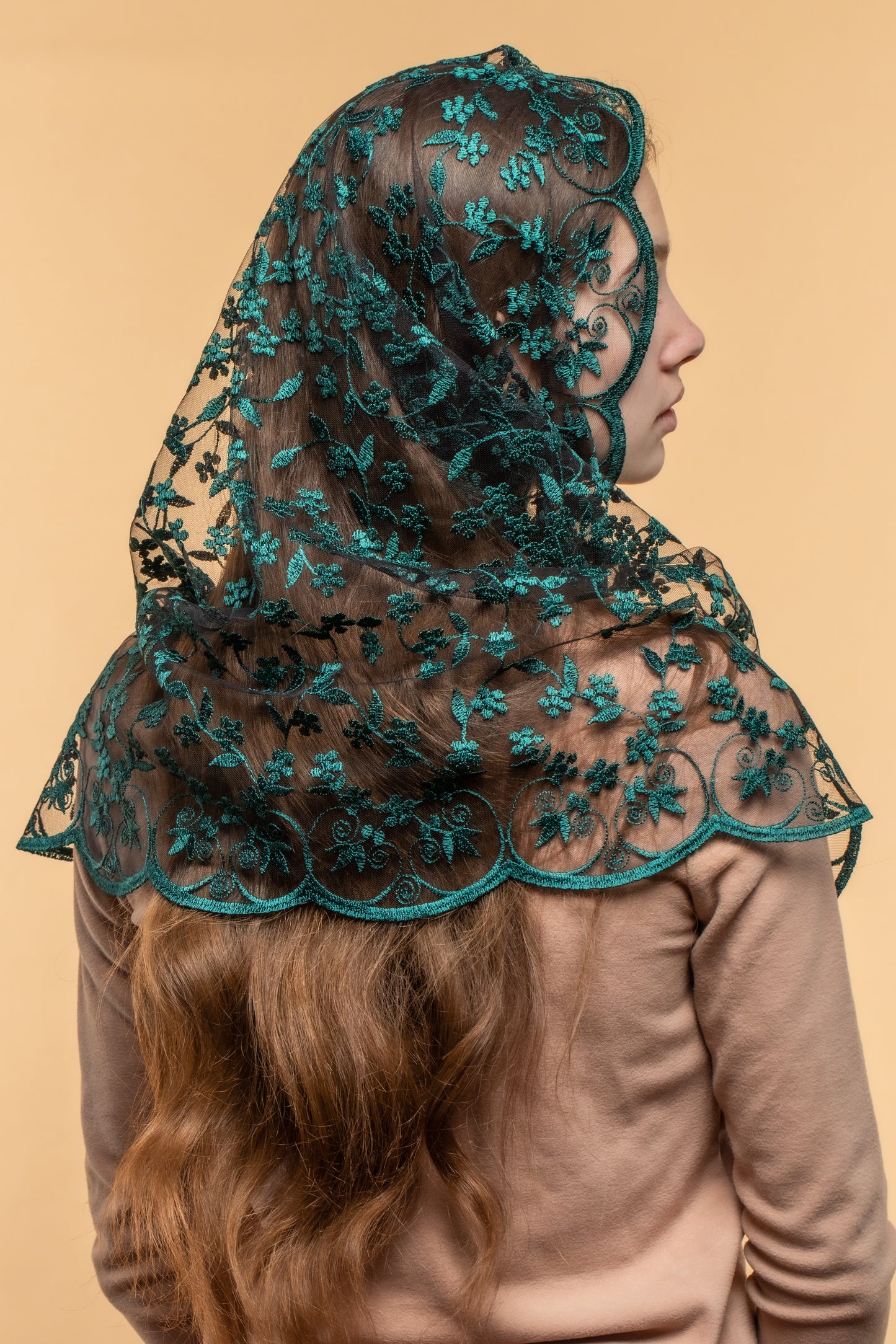 NEW!! Infinity chapel veil with floral design - MariaVeils