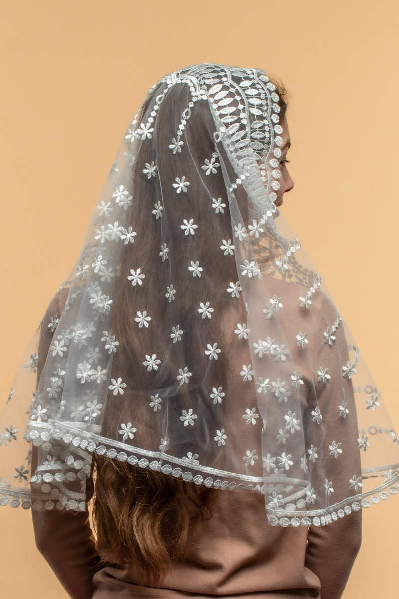 Traditional Catholic white  lace veil - MariaVeils