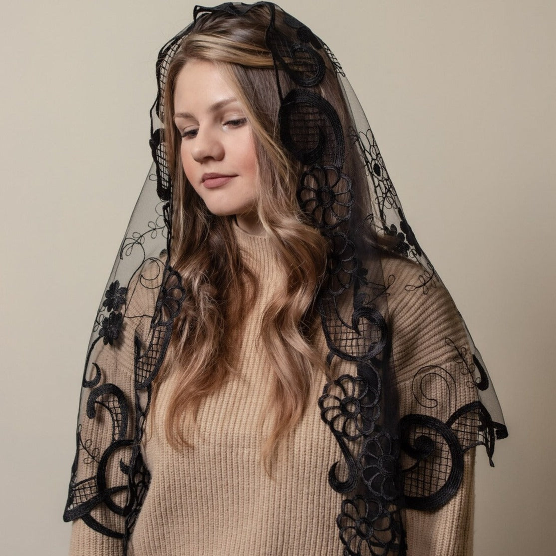 Long Floral Veil