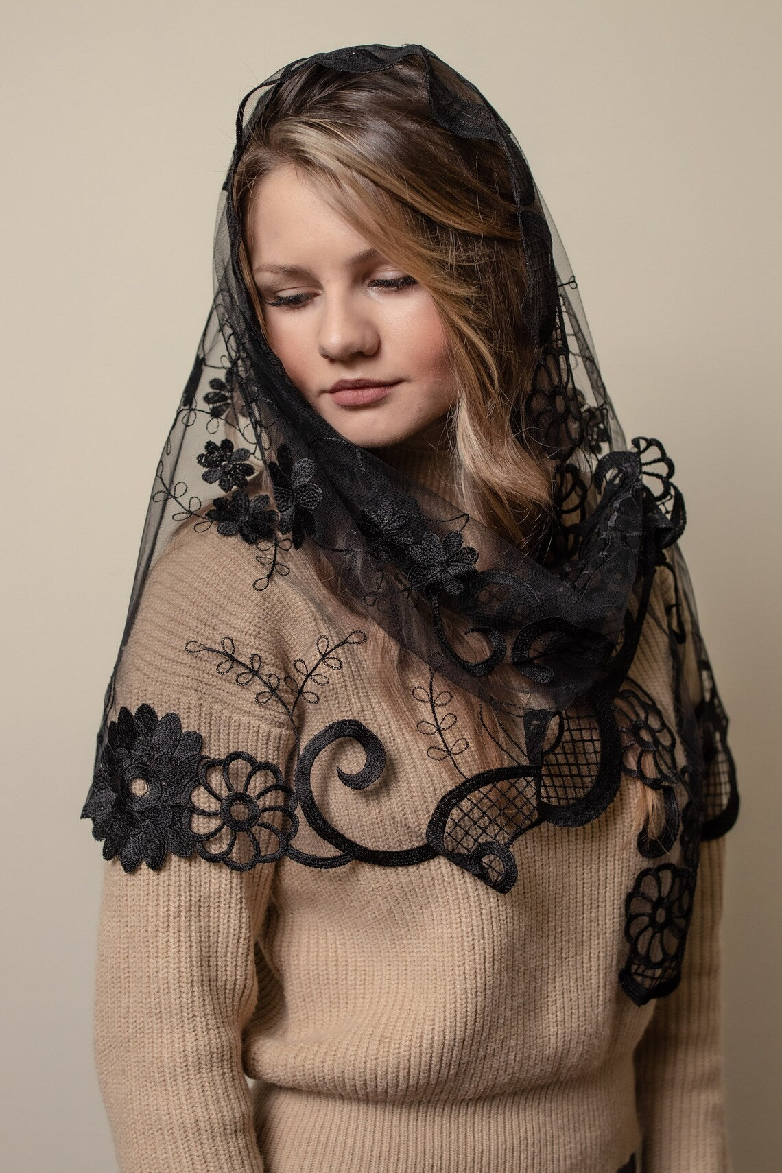 Long Floral Veil