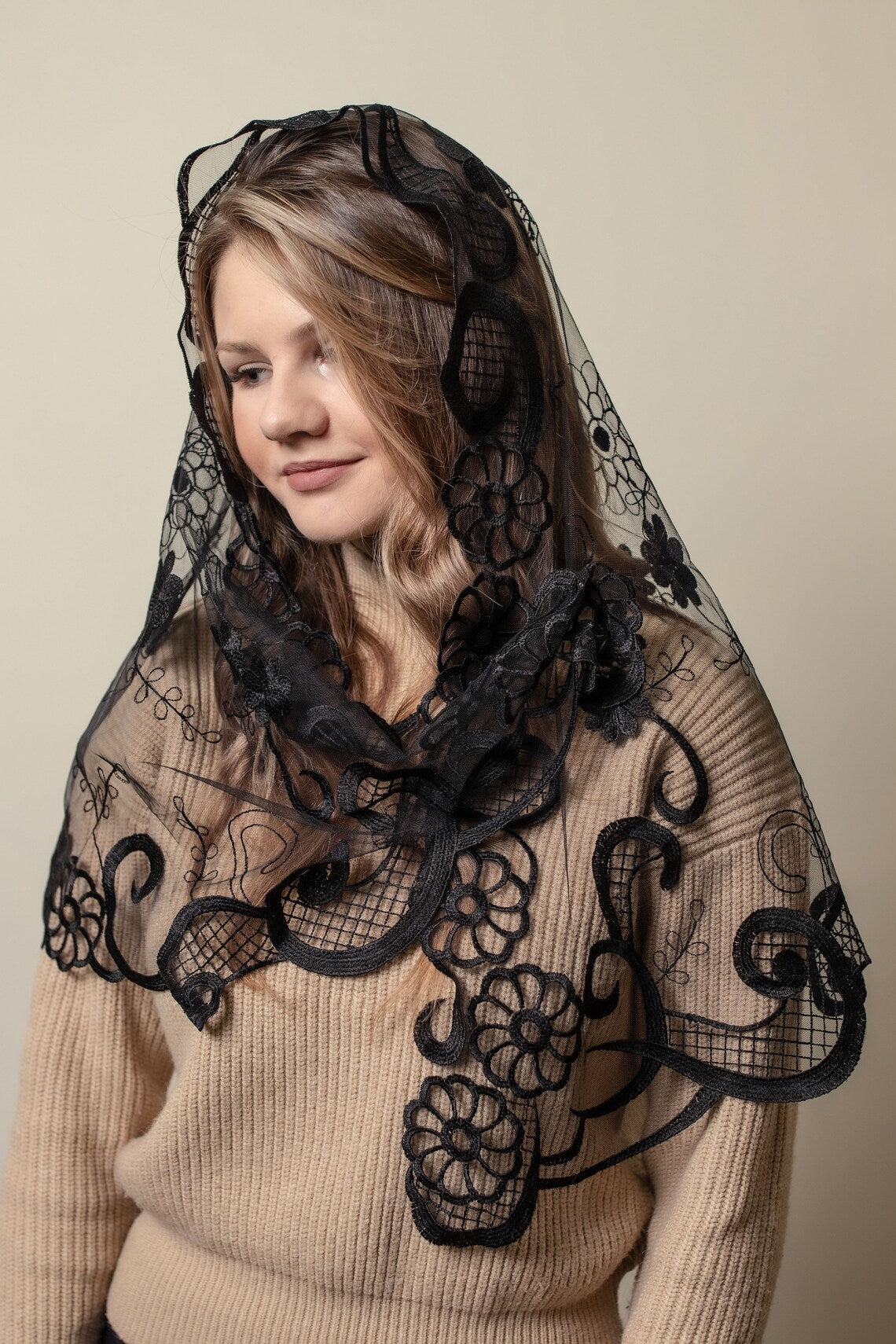 Long Floral Veil