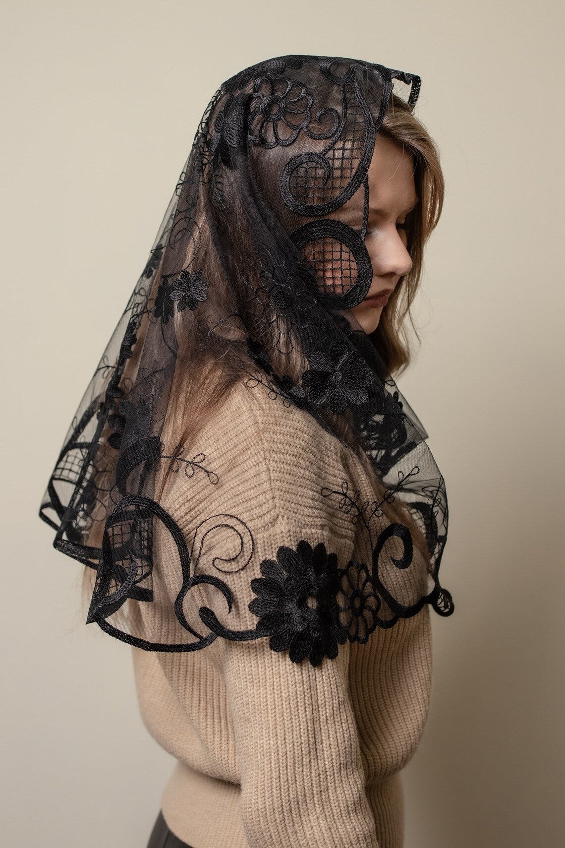 Long Floral Veil