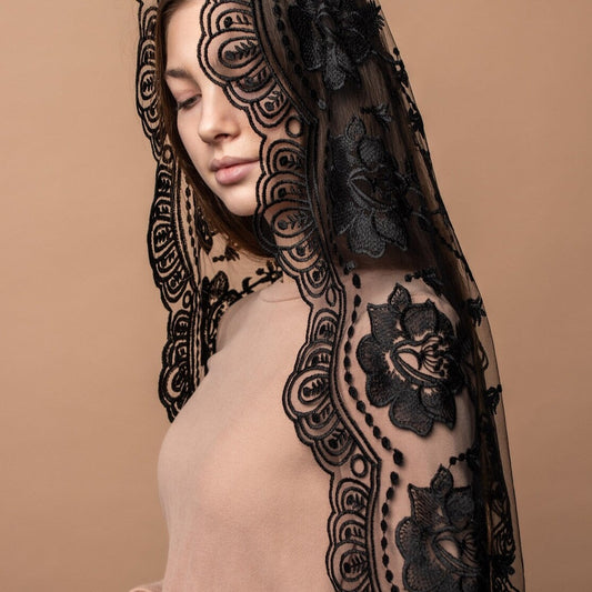 Long Floral Mantilla