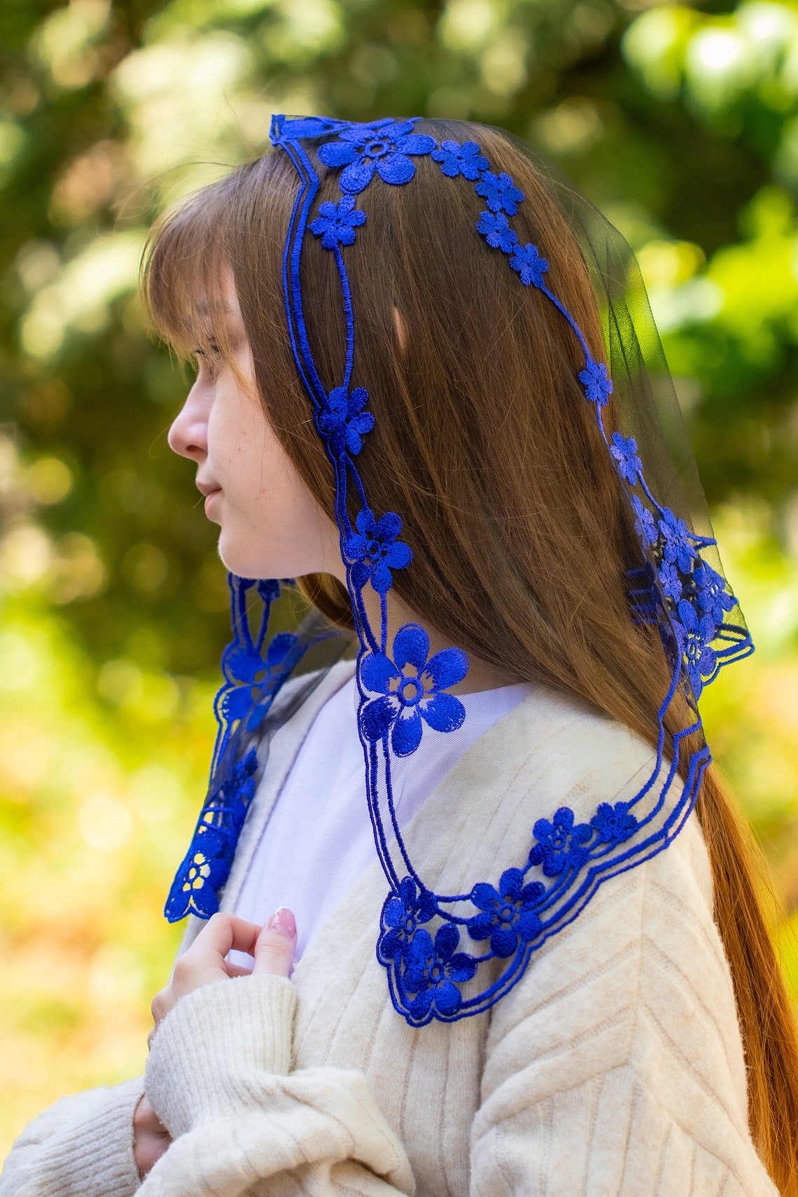 NEW!! Blue short veil - MariaVeils
