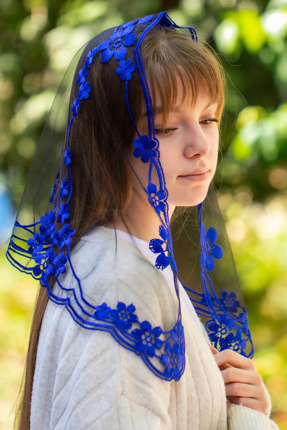 NEW!! Blue short veil - MariaVeils