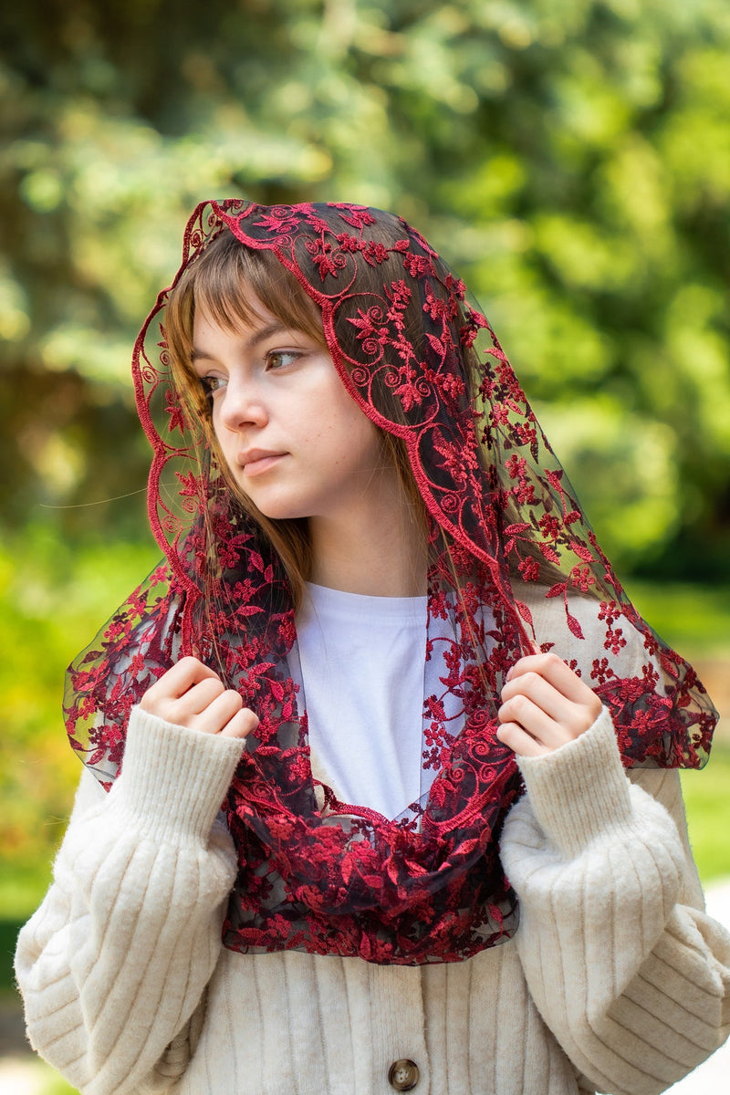 NEW! Dark red infinity veil - MariaVeils