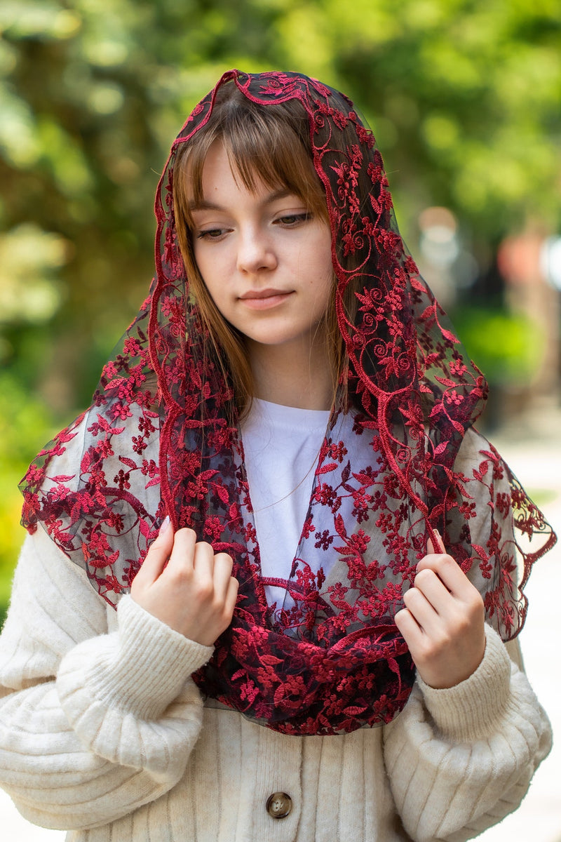 NEW! Dark red infinity veil - MariaVeils