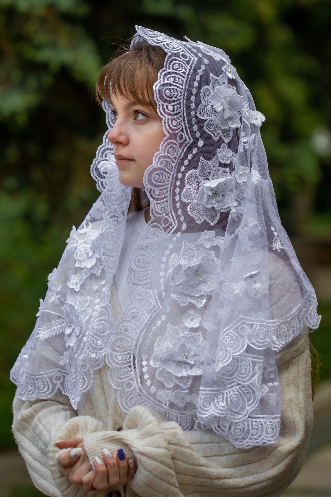3D long white Veil - MariaVeils
