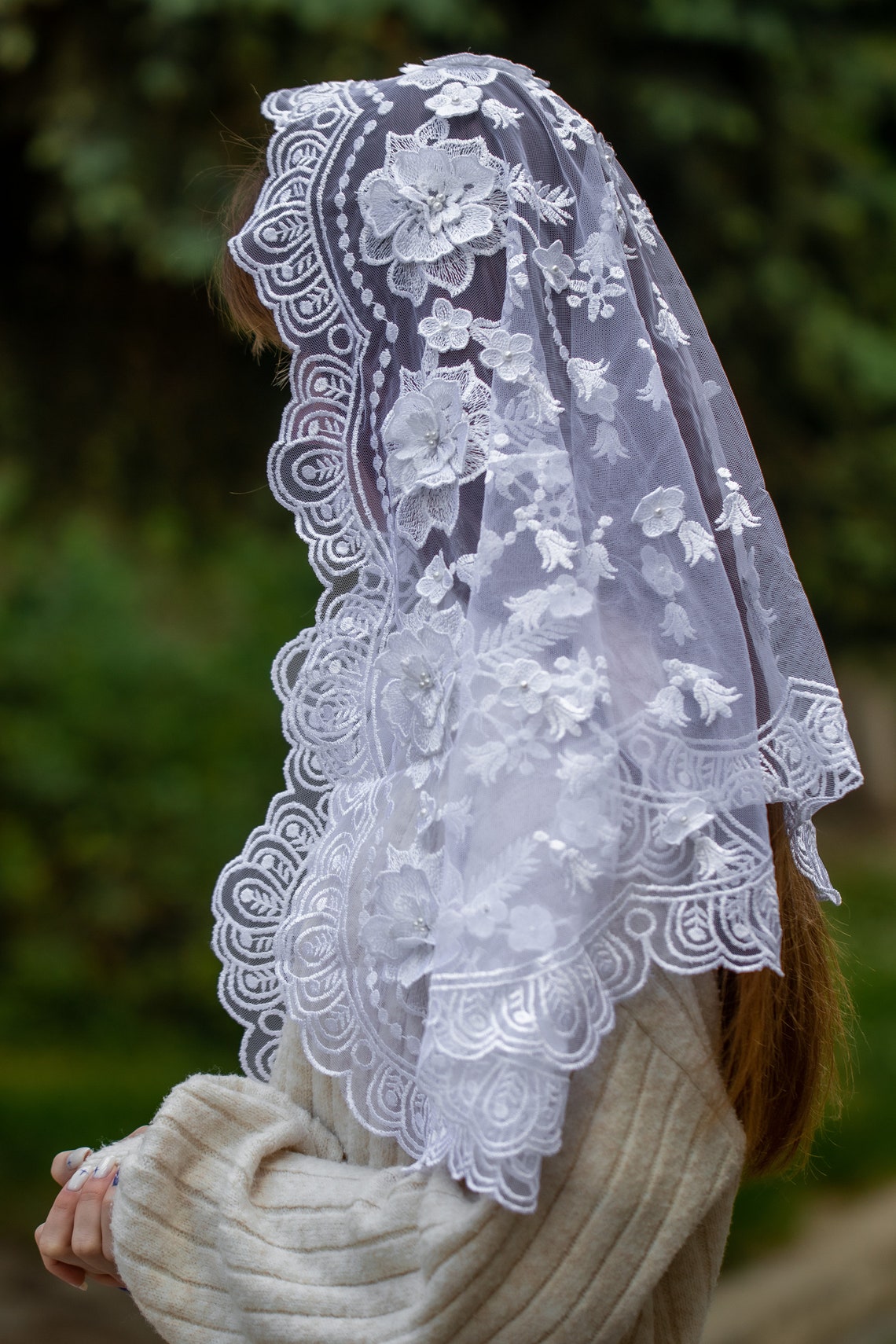3D long white Veil - MariaVeils