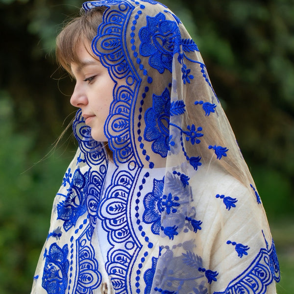 Blue Chapel Veil Mantilla - MariaVeils