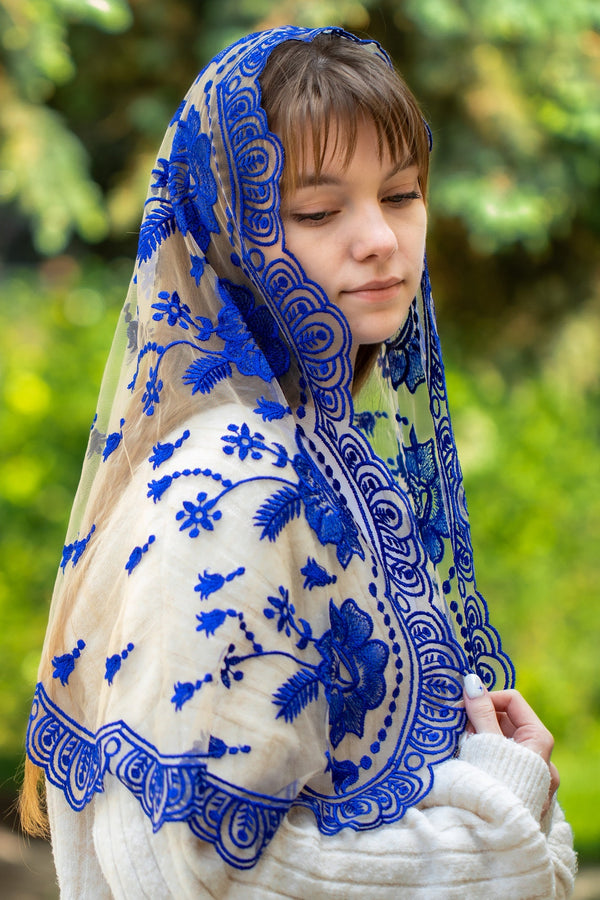 Blue Chapel Veil Mantilla - MariaVeils
