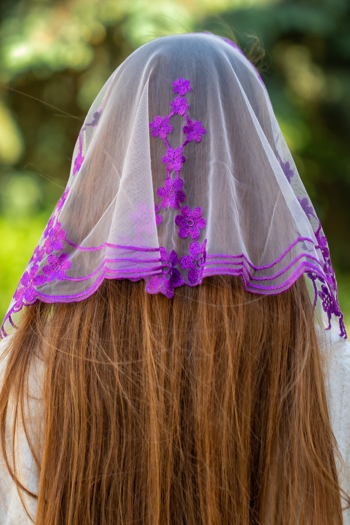 Purple lace veil - MariaVeils