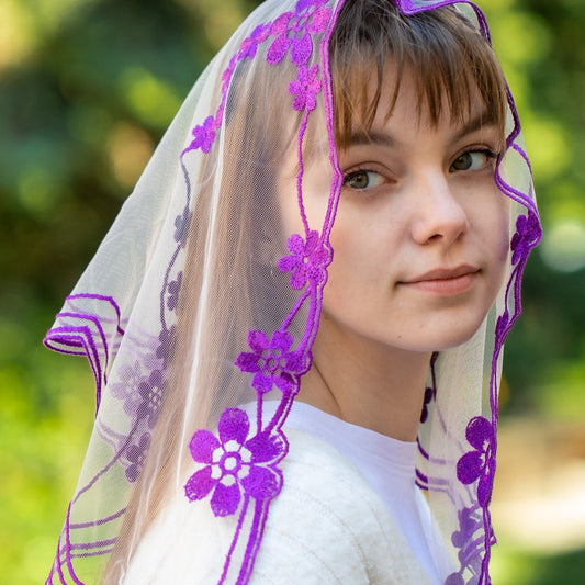 Purple lace veil - MariaVeils