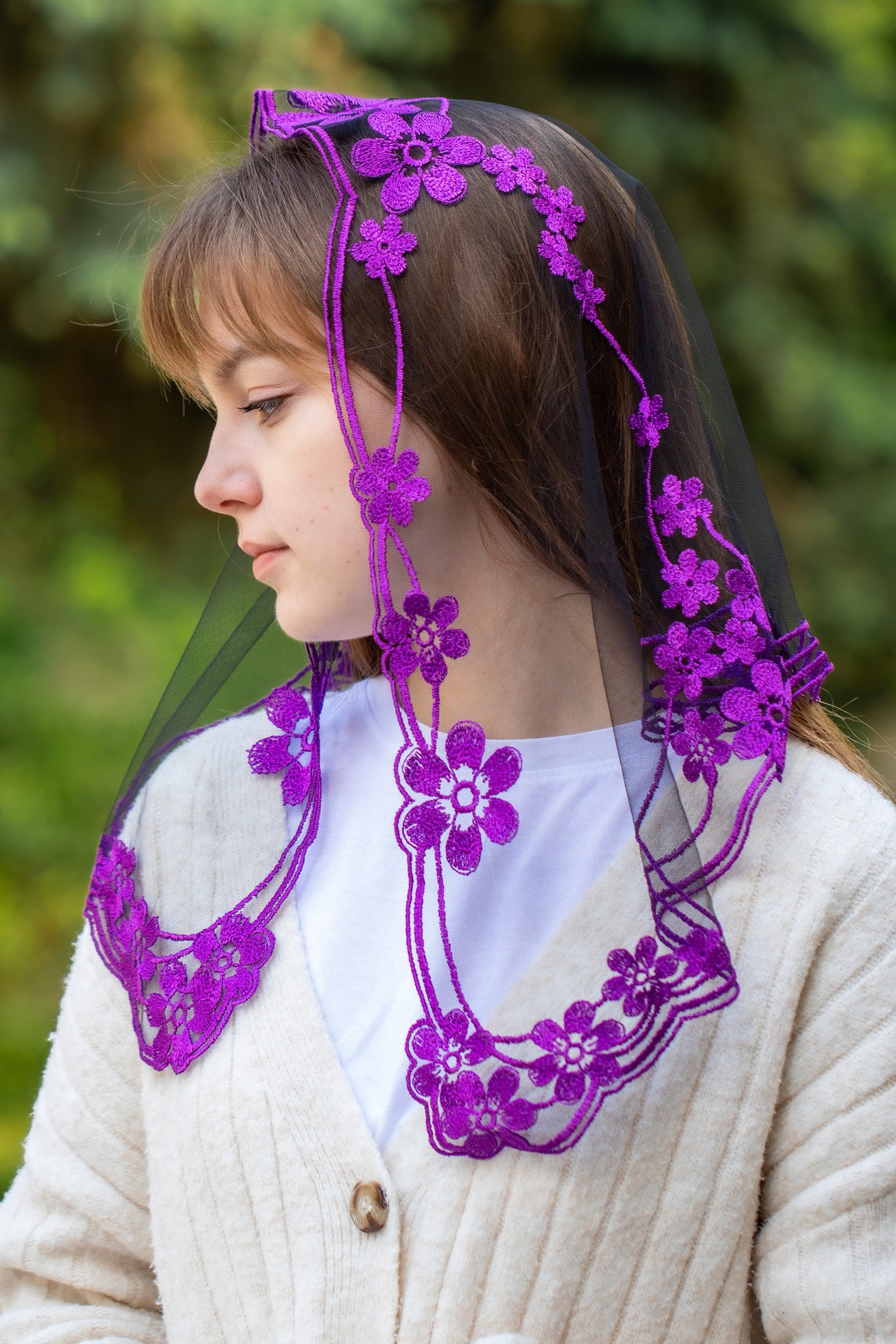 Short Purple Veil - MariaVeils