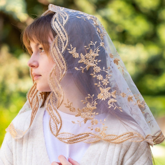 Catholic gold  chapel veil - MariaVeils
