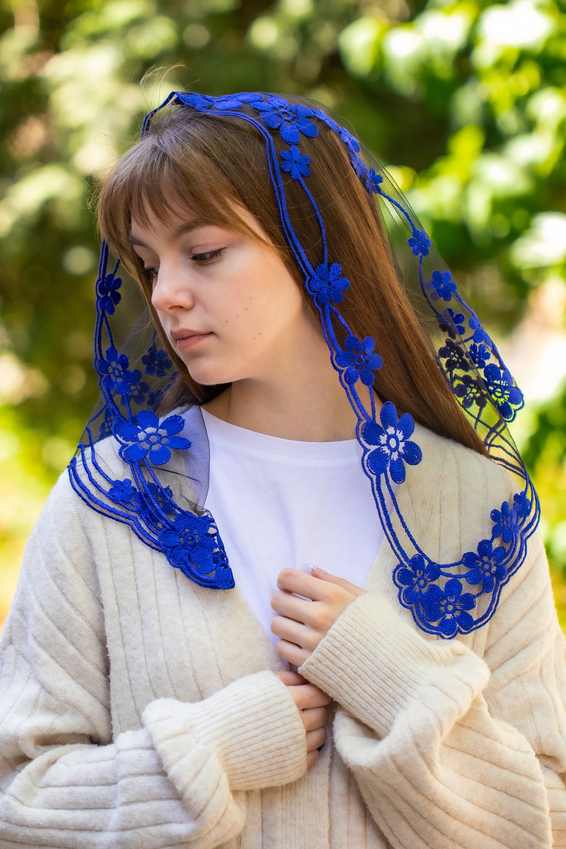 NEW!! Blue short veil - MariaVeils