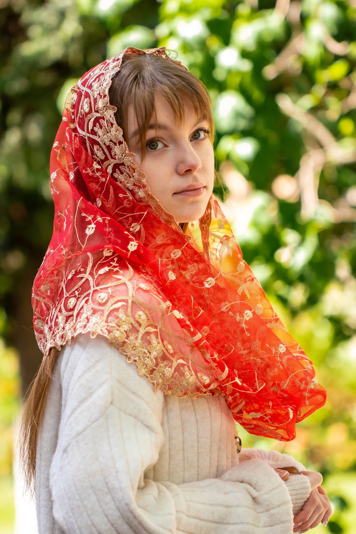 NEW!! Red Infinity Mantilla - MariaVeils